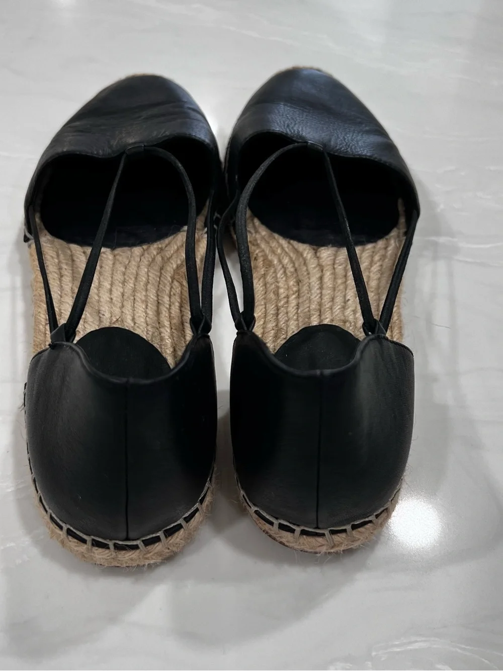 Eileen Fisher Lee Spadrillle Black Leather Comfortable Bohemian Shoes Size 9 M